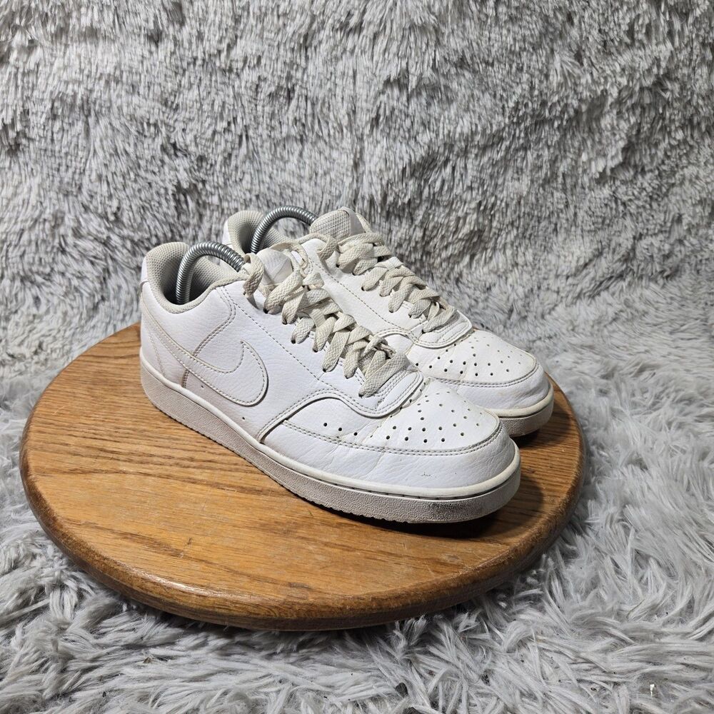 Nike Court Vision White Low Top Sneakers Casual Lace Up Leather Womens Size 9